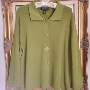 Cable & Gauge lime green collared knit jacket